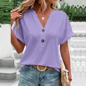 Elegant Lavender Button-Down Women's Top